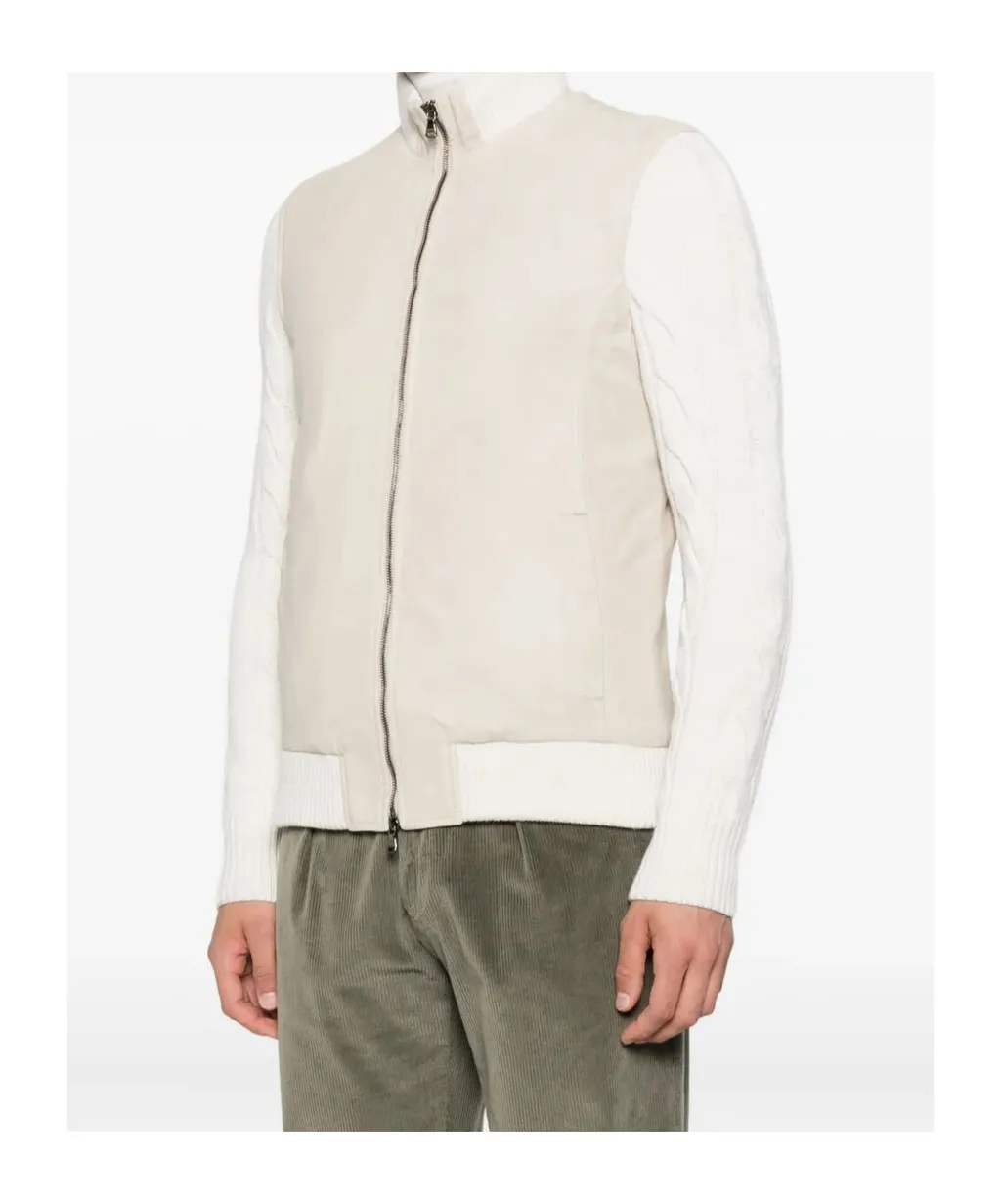 Cable-Knit Leather Jacket