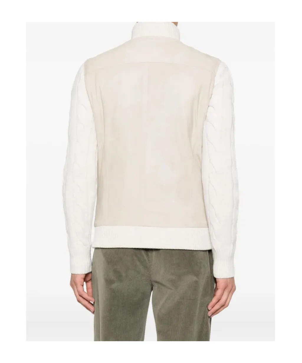 Cable-Knit Leather Jacket