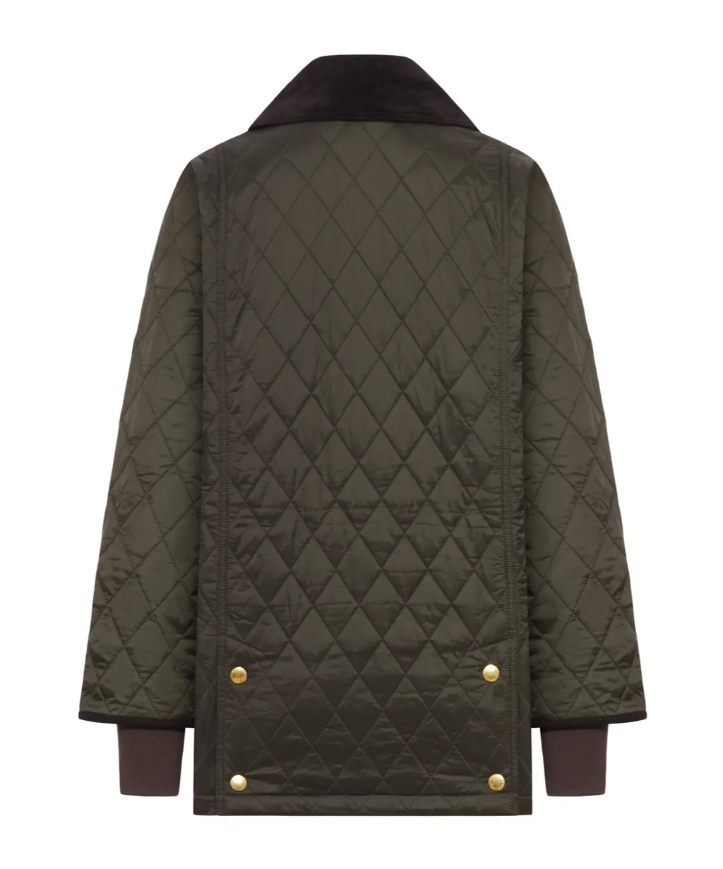 Quilted Corduroy-Collar Jacket