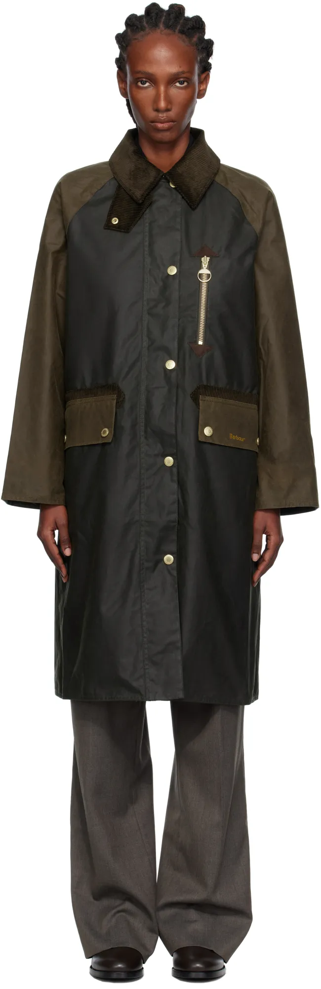 Raglan-Sleeve Buttoned Coat