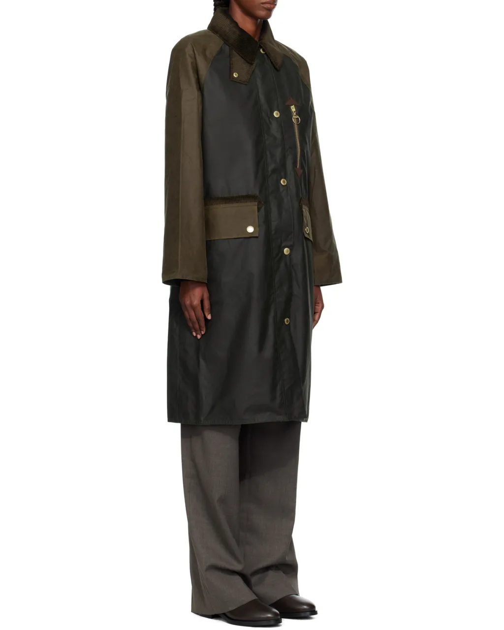 Raglan-Sleeve Buttoned Coat