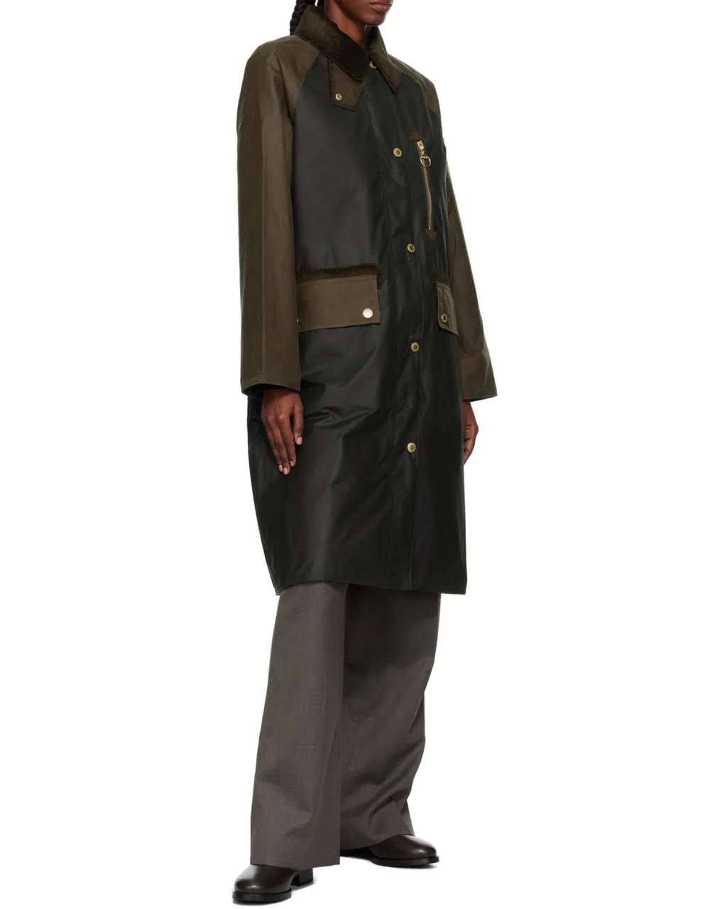 Raglan-Sleeve Buttoned Coat