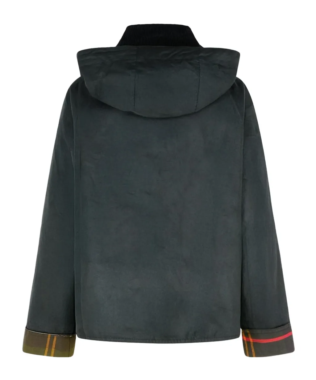 Hooded Corduroy-Collar Jacket