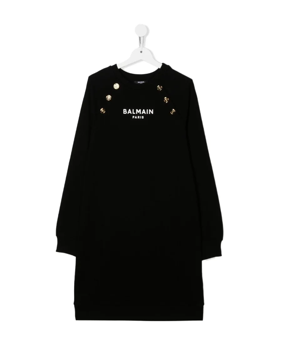 Logo Printed Long-Sleeved Dress