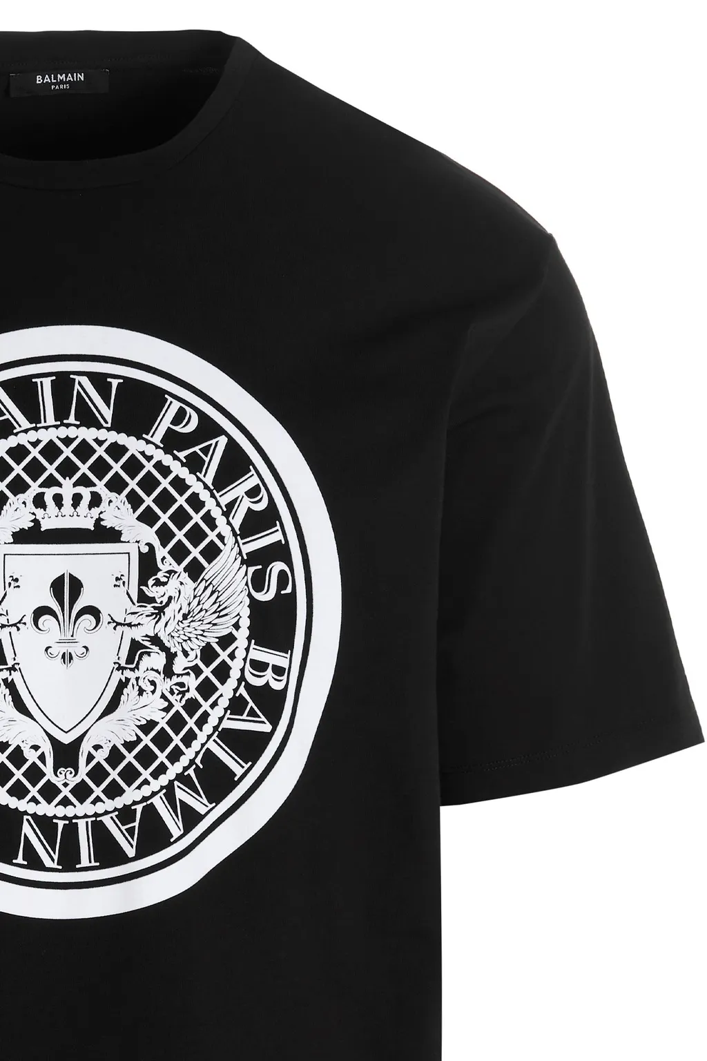 Cotton T-Shirt With Flocked Balmain Medallion