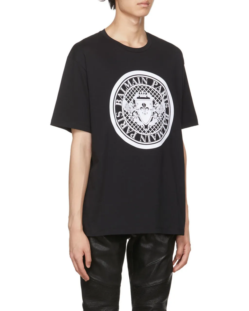 Cotton T-Shirt With Flocked Balmain Medallion