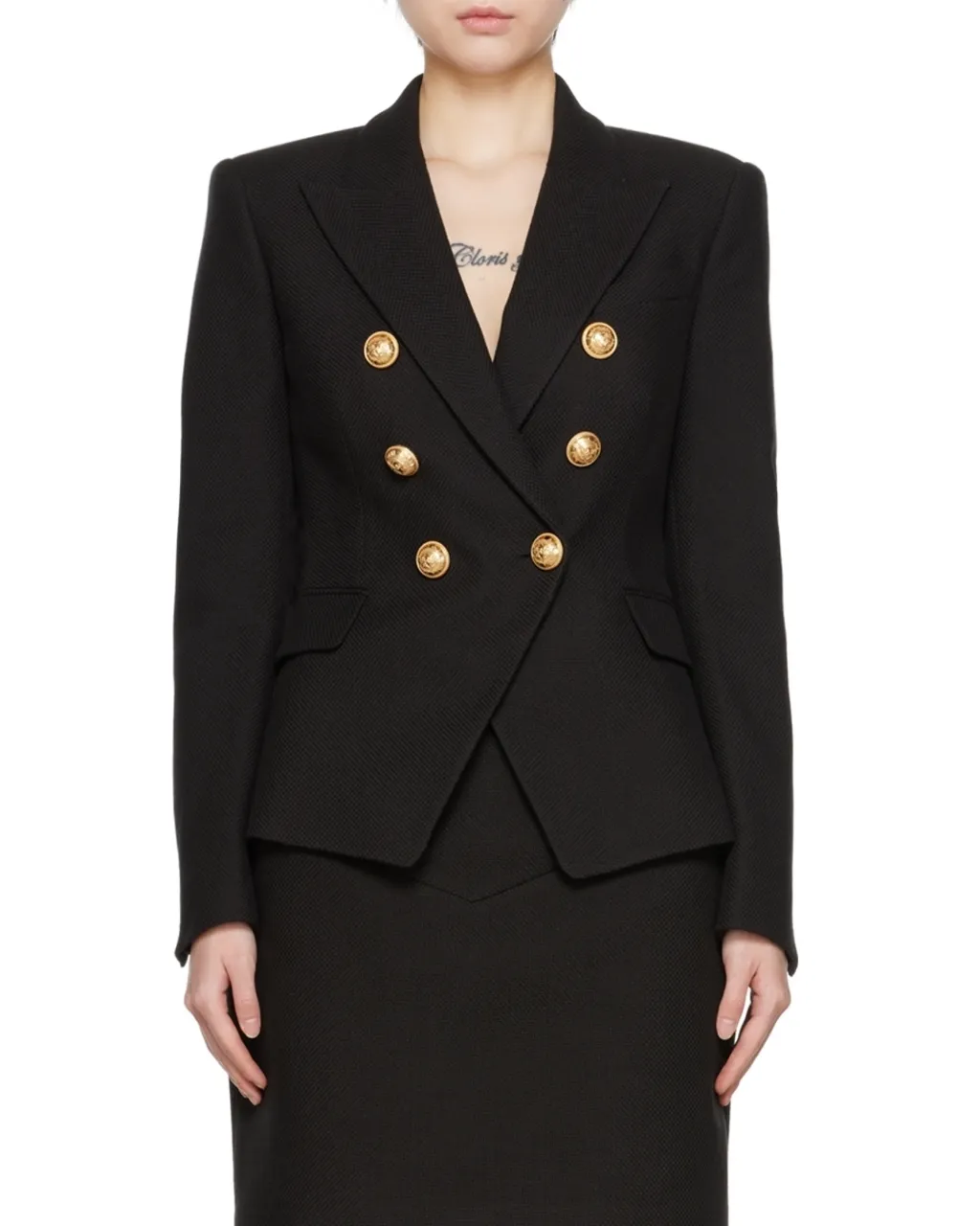 Cotton Piqué Double-Buttoned Jacket