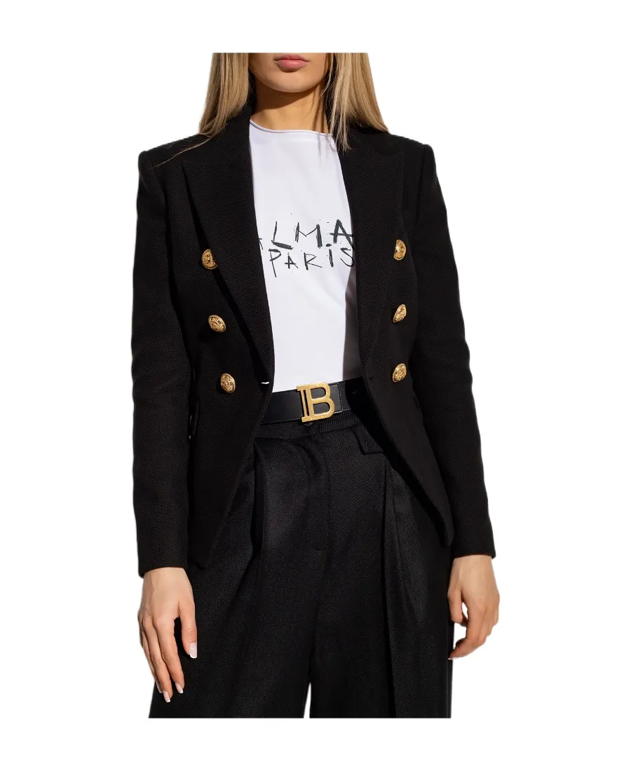 Cotton Piqué Double-Buttoned Jacket