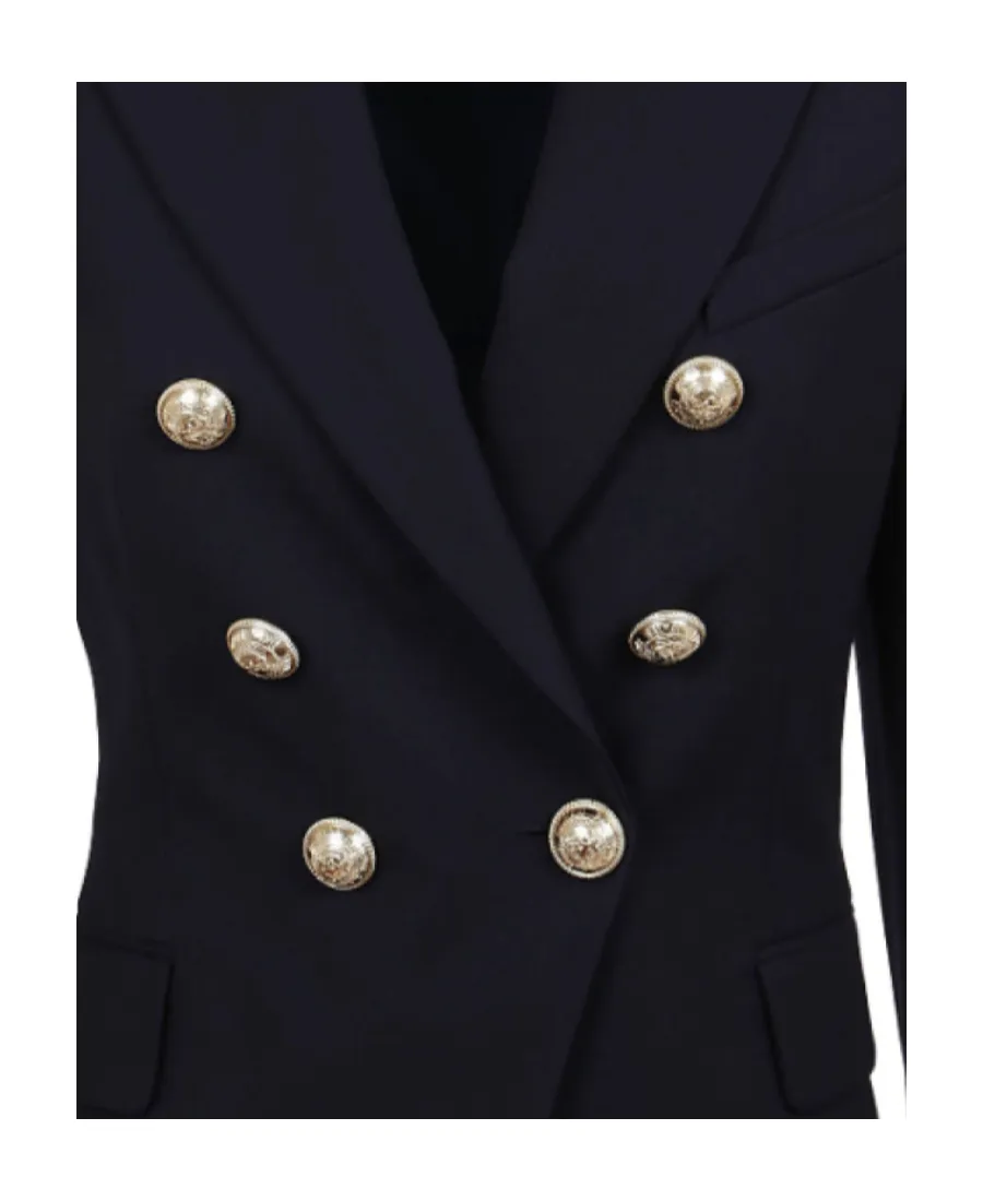 Notched Lapel 6 Button Double-Breasted Blazer