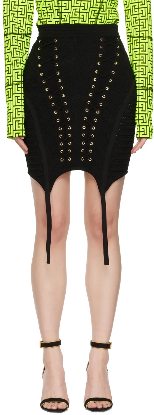 Garter Detailed Short Knit Skirt