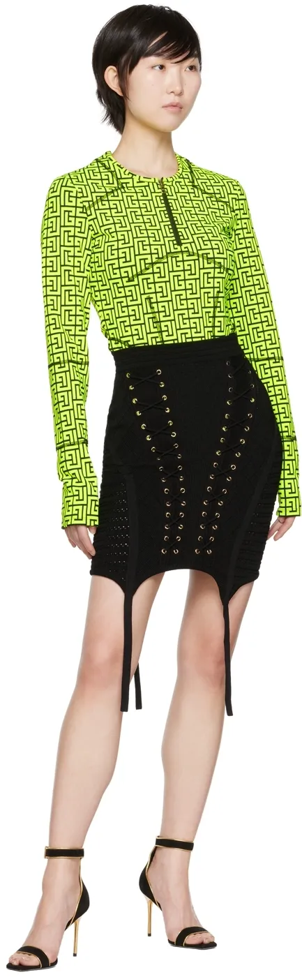 Garter Detailed Short Knit Skirt