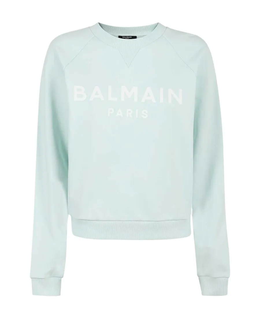 Cotton Sweatshirt With Balmain Logo Print