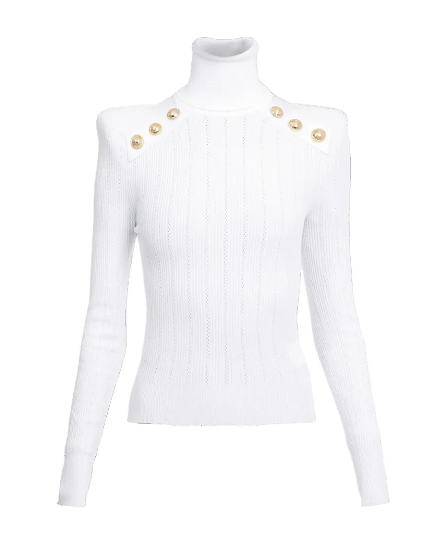 Knit Sweater With Gold-Tone Buttons