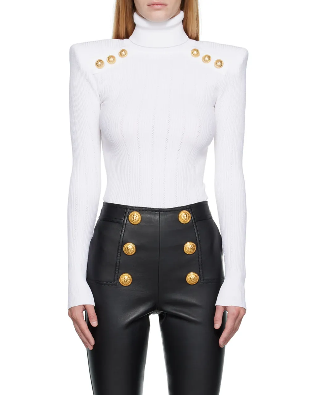 Knit Sweater With Gold-Tone Buttons