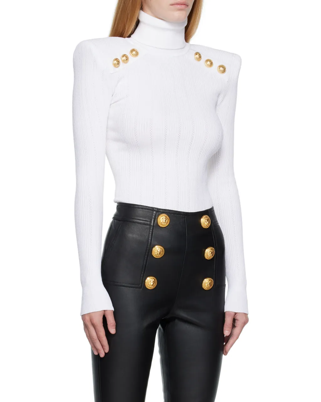 Knit Sweater With Gold-Tone Buttons