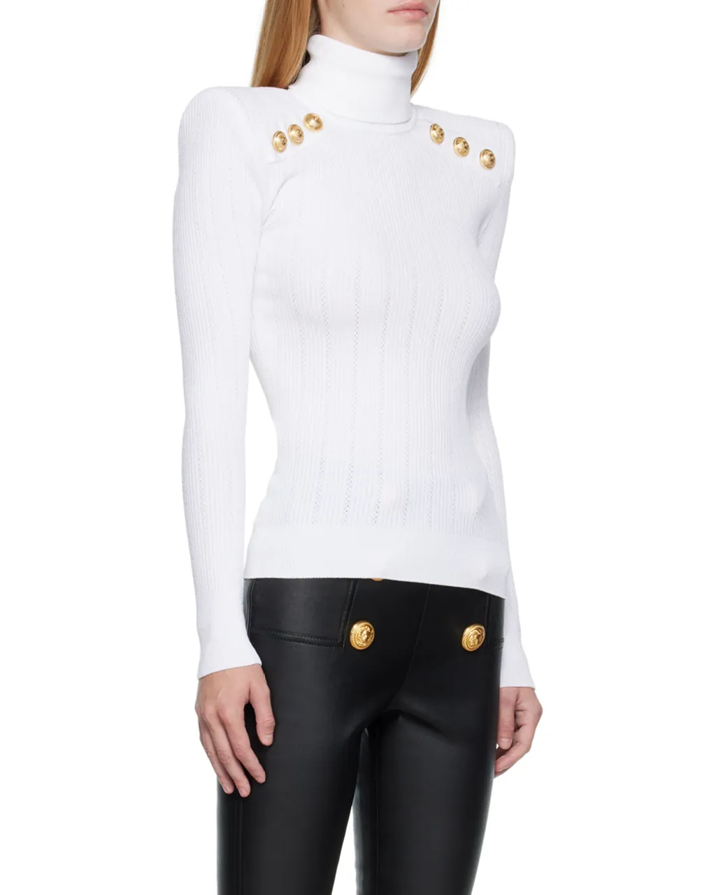 Knit Sweater With Gold-Tone Buttons