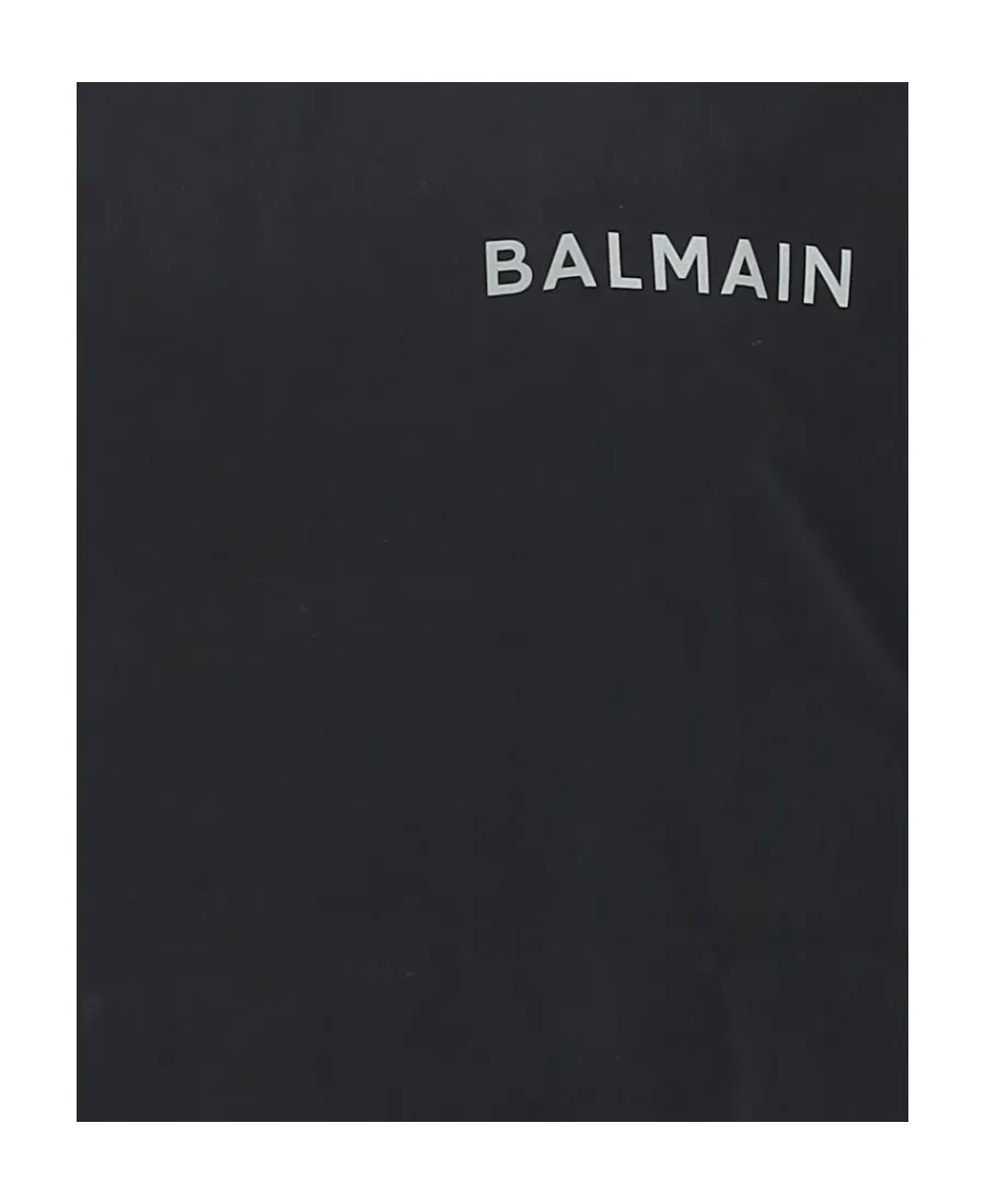 Oversized Cotton T-Shirt With Small Balmain Paris Logo