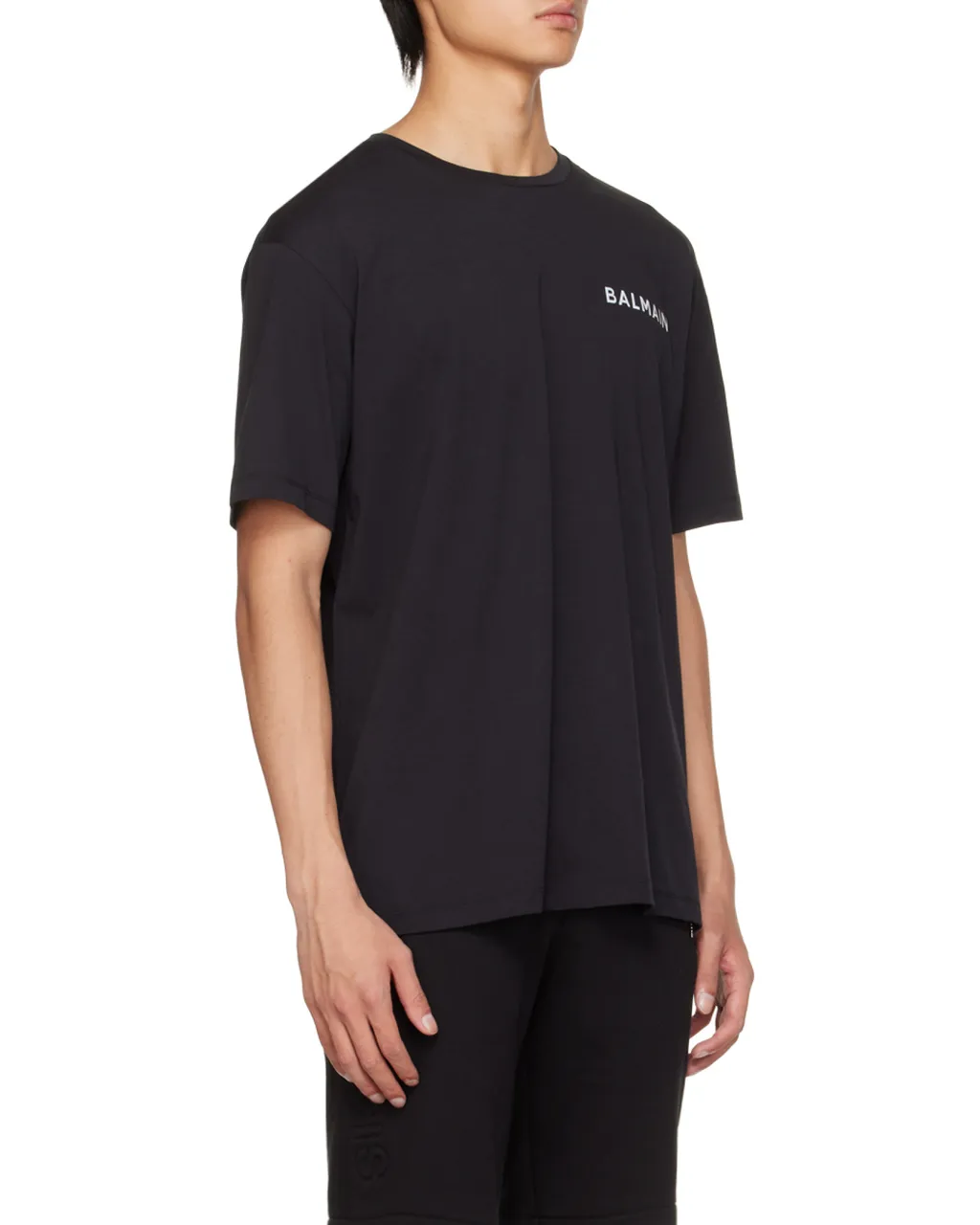 Oversized Cotton T-Shirt With Small Balmain Paris Logo