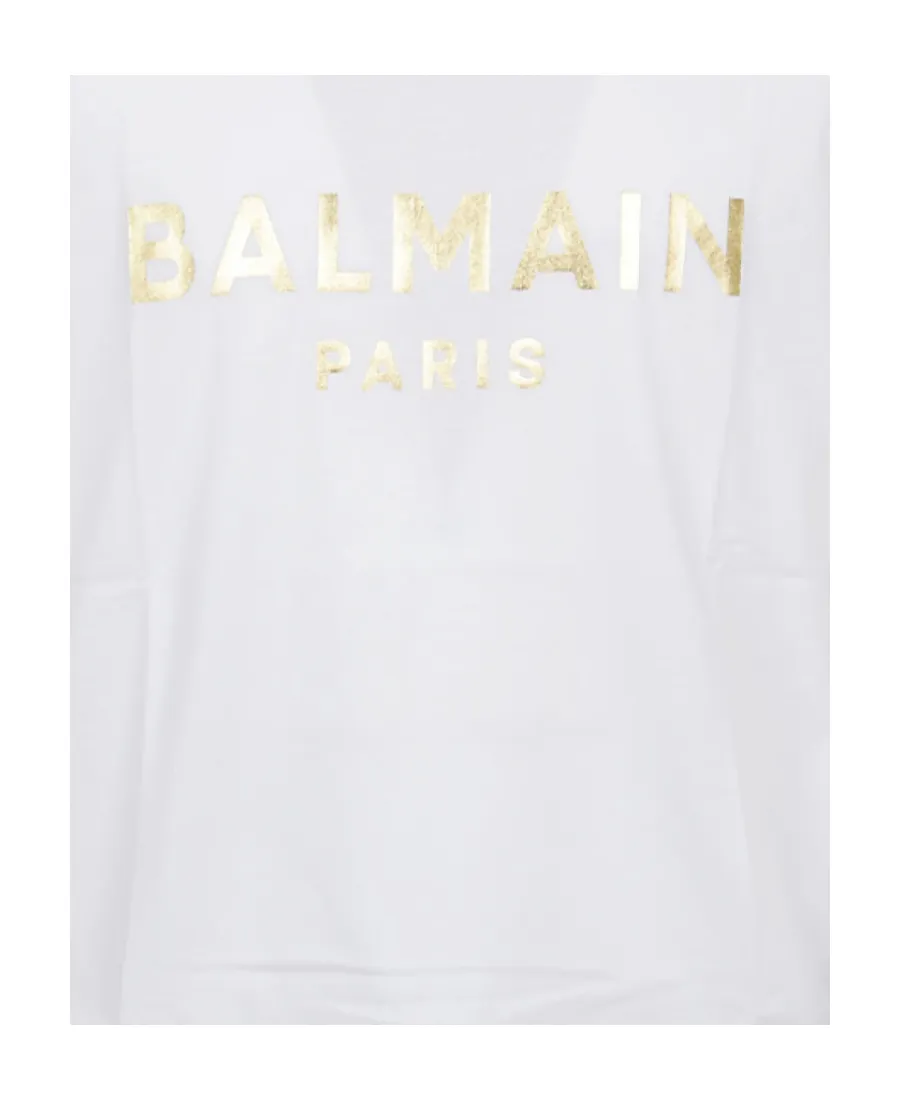 Cotton T-Shirt With Balmain Paris Logo Print