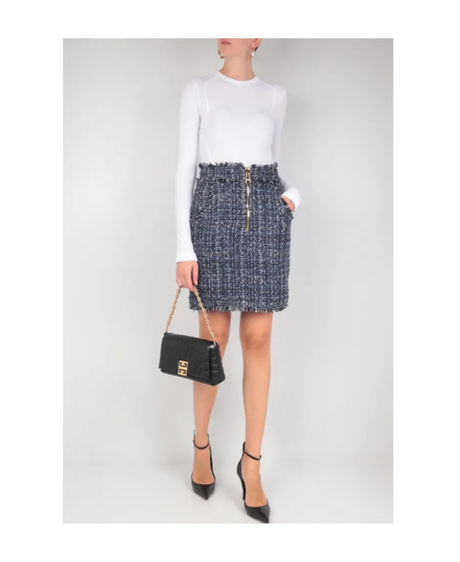 Denim Tweed Mini Skirt