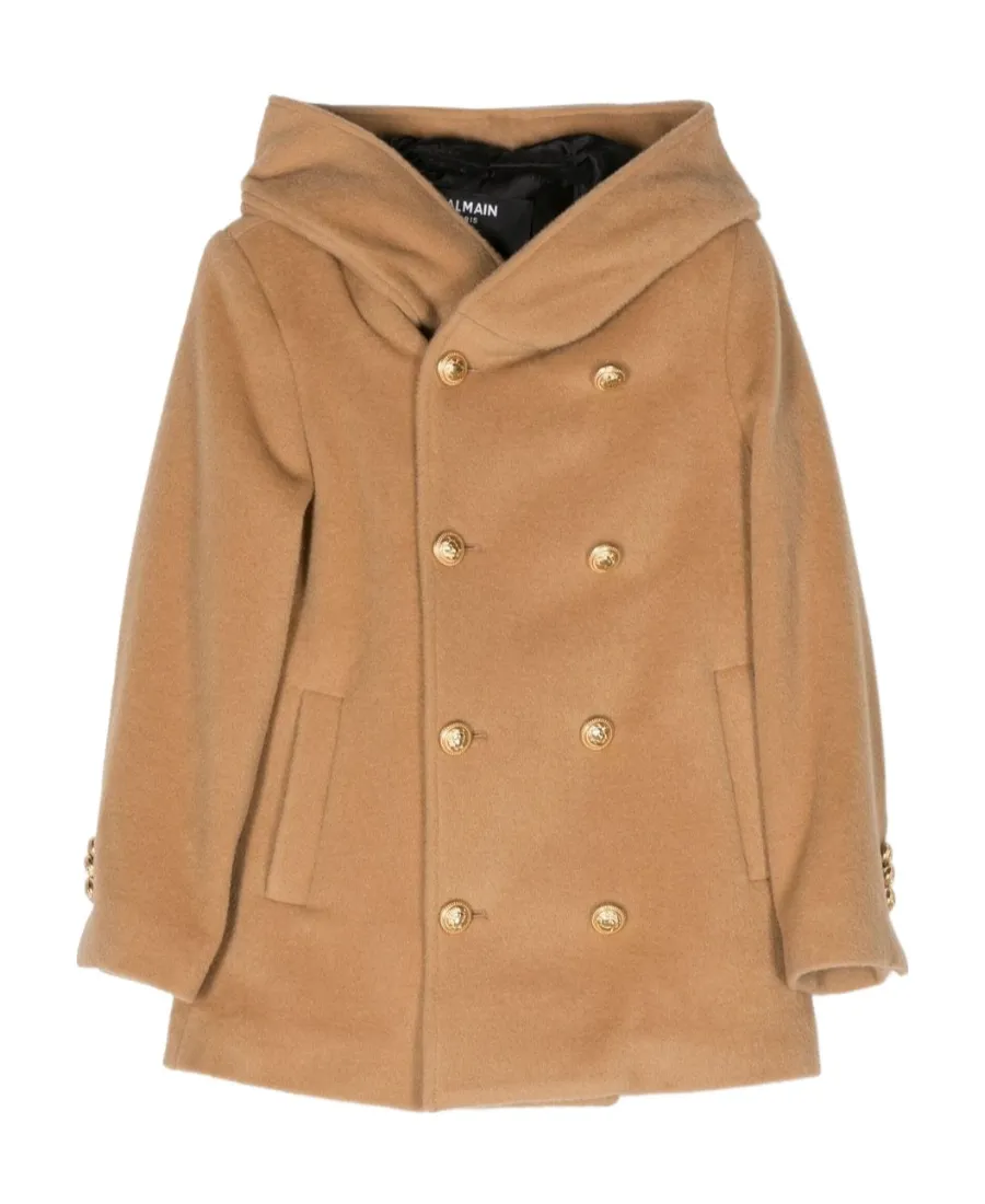 Double-Breasted Long-Sleeved Hooded Coat