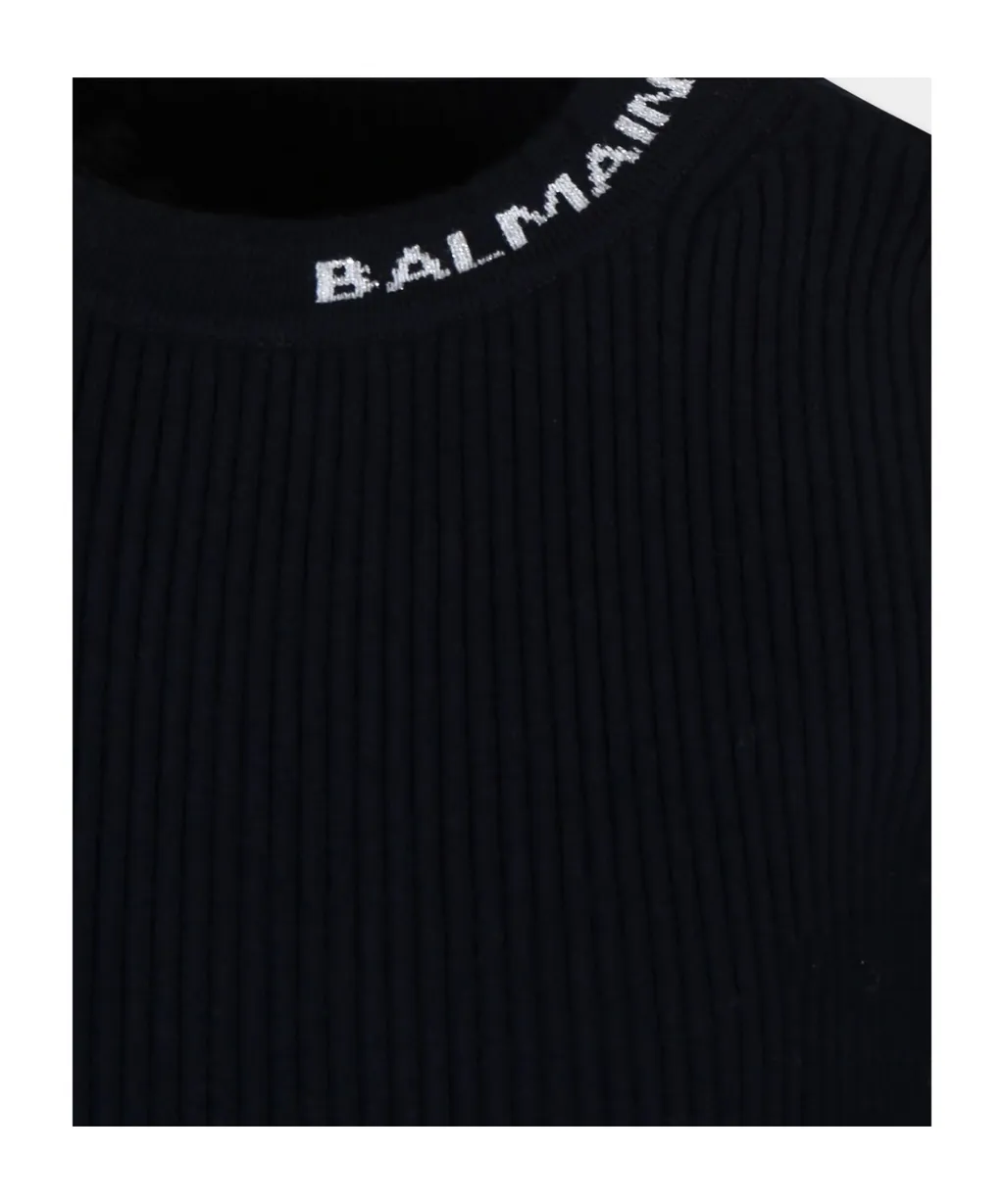 Logo-Jacquard Ribbed-Knit Crewneck Dress