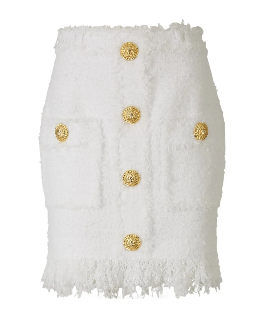 High-Waist Tweed Miniskirt