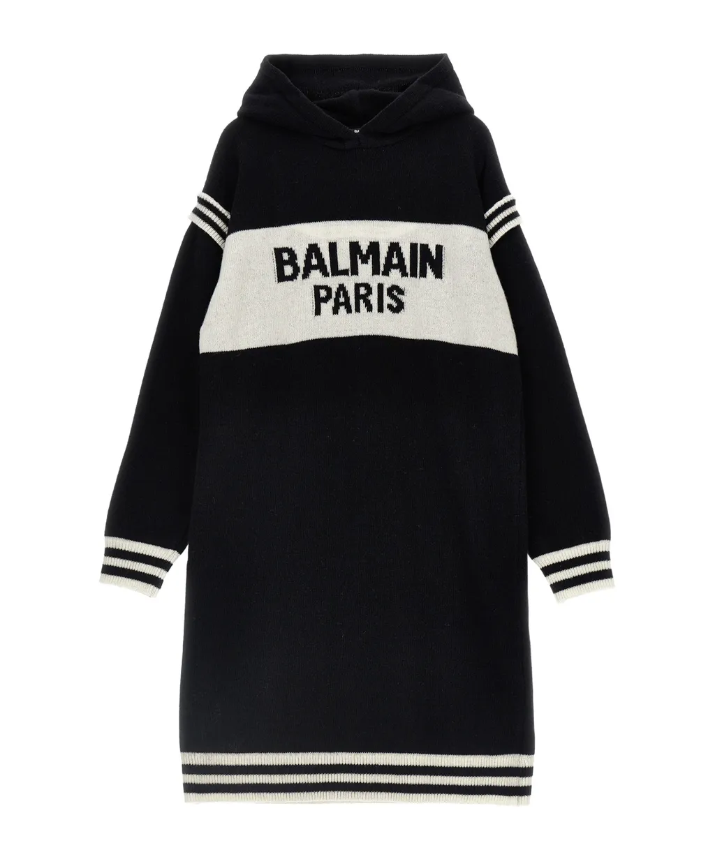 Logo Intarsia Hooded Dress