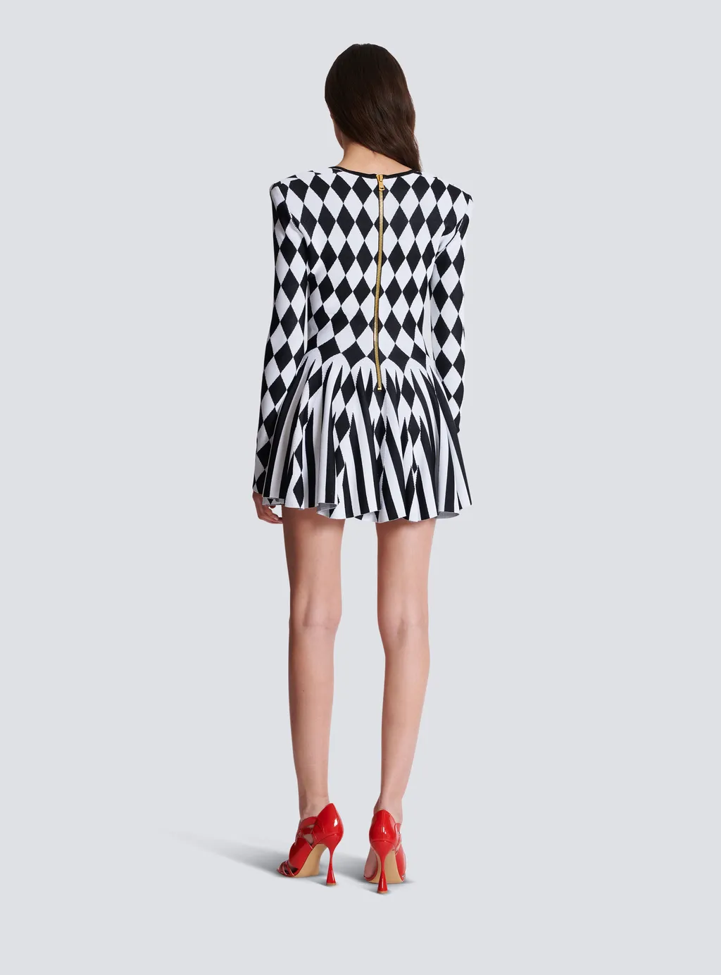 Diamond Jacquard Flared Knit Dress
