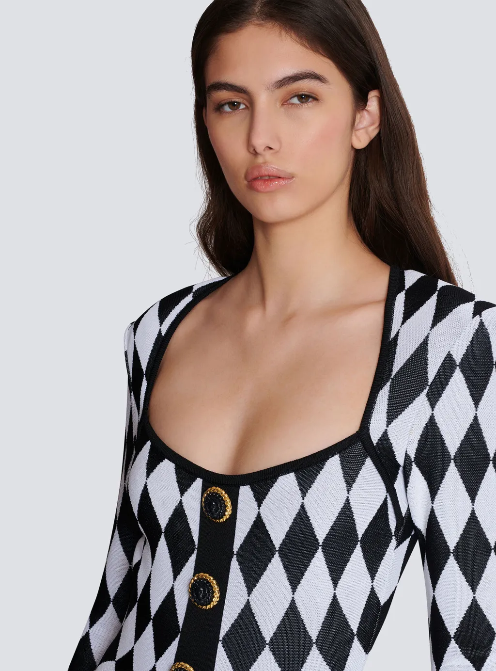Diamond Jacquard Flared Knit Dress