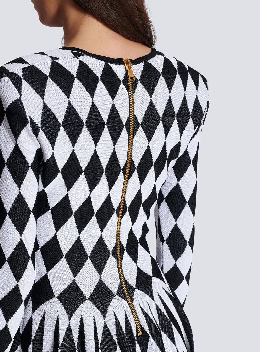 Diamond Jacquard Flared Knit Dress