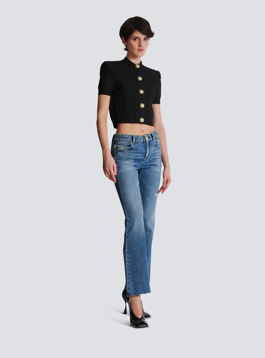 Cropped Buttoned Cardigan