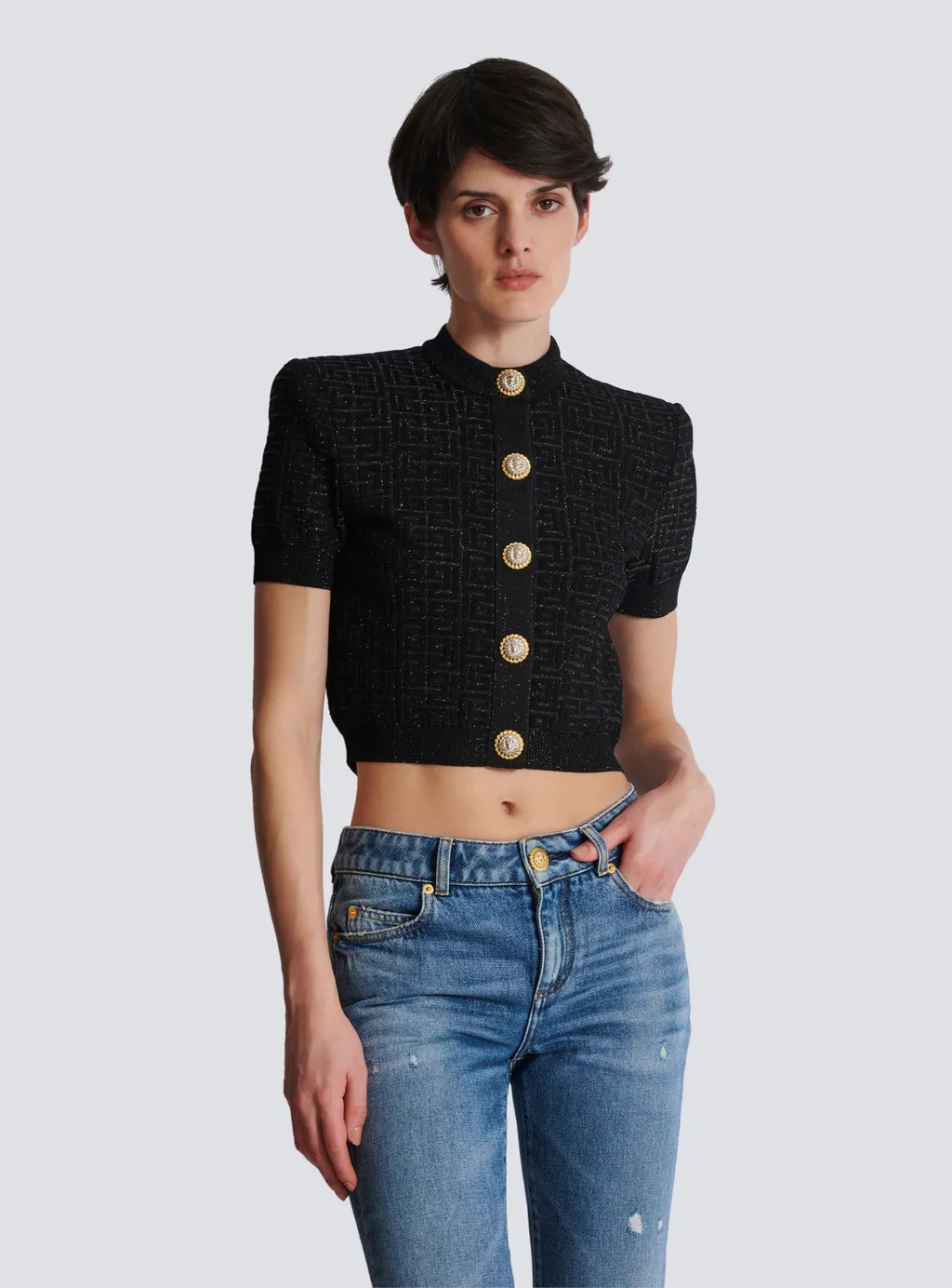 Cropped Buttoned Cardigan