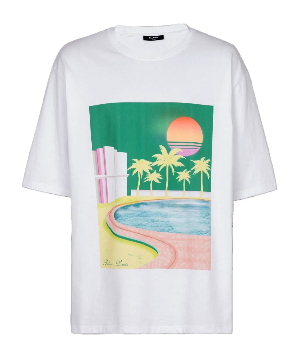 Postcard Printed Loose T-Shirt