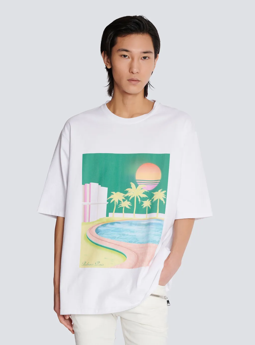Postcard Printed Loose T-Shirt