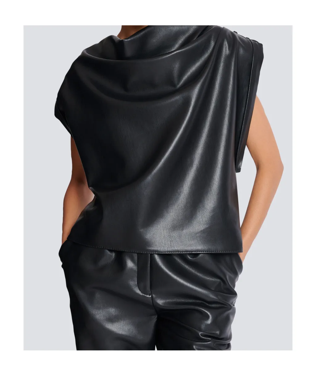 Faux Leather Draped Top