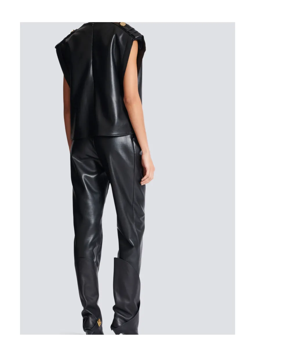 Faux Leather Draped Top