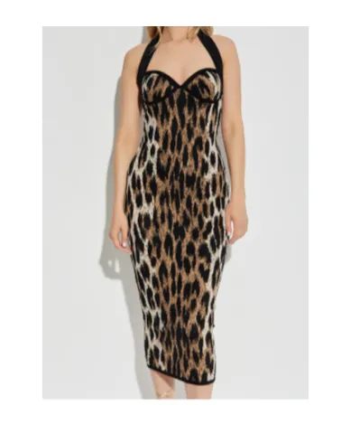 Lurex Thread Halterneck Bodycon Dress
