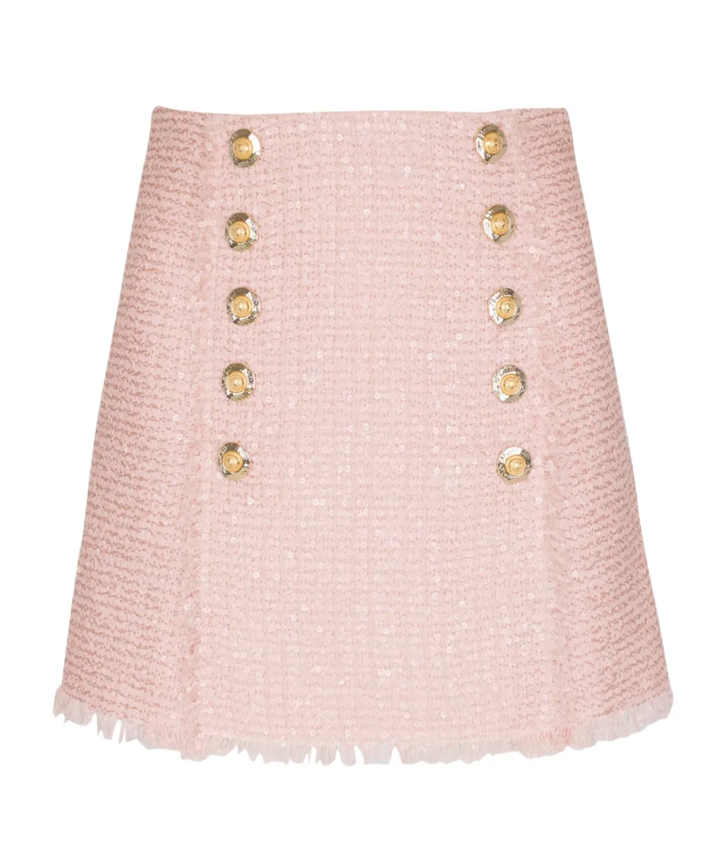 Short Sequinned Tweed Skirt