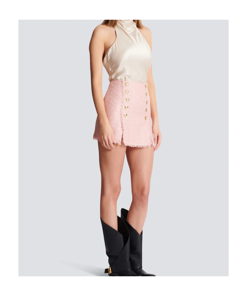 Short Sequinned Tweed Skirt