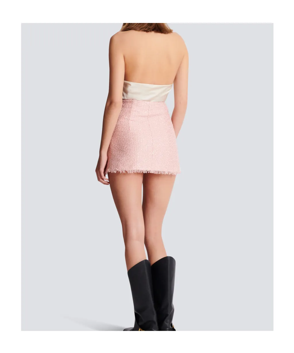 Short Sequinned Tweed Skirt