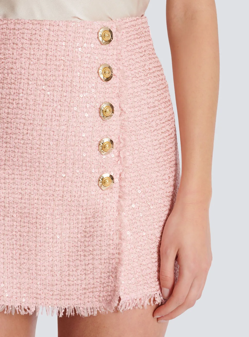 Short Sequinned Tweed Skirt