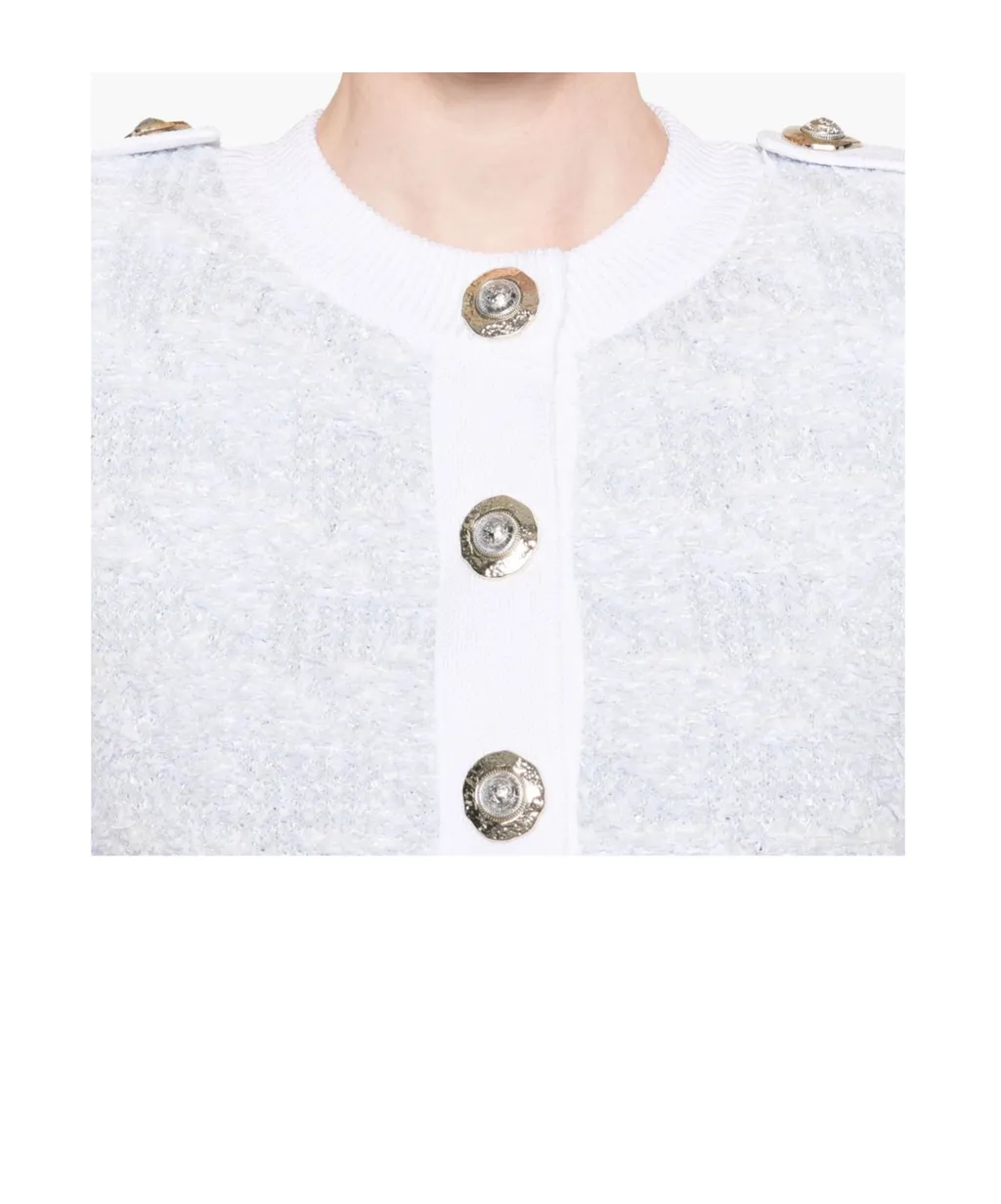 Short-Sleeve Tweed Cardigan