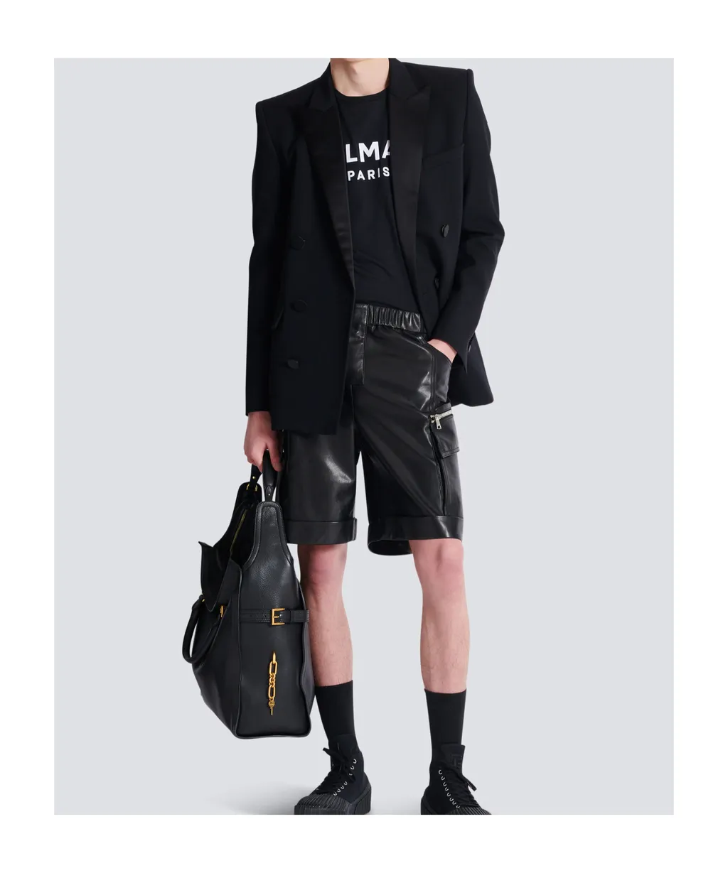 Leather Cargo Bermuda Shorts