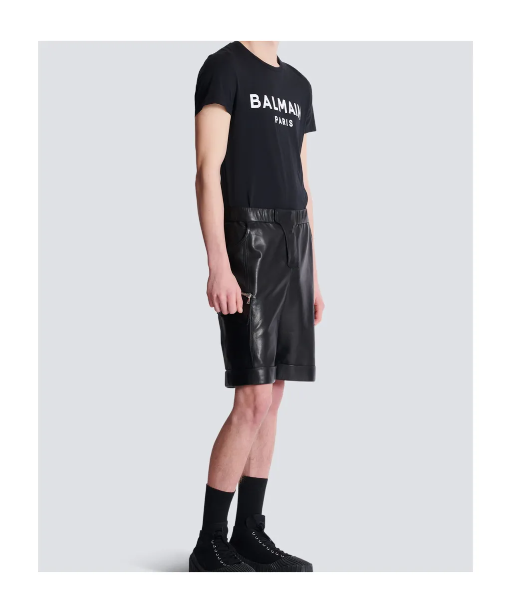 Leather Cargo Bermuda Shorts