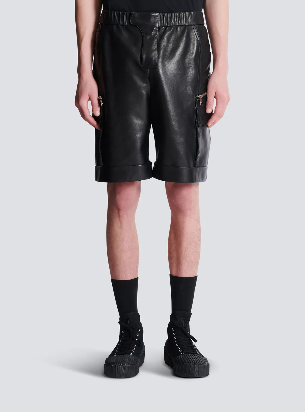 Leather Cargo Bermuda Shorts