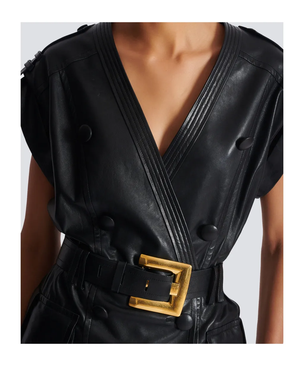 Leather Short Belted Dress