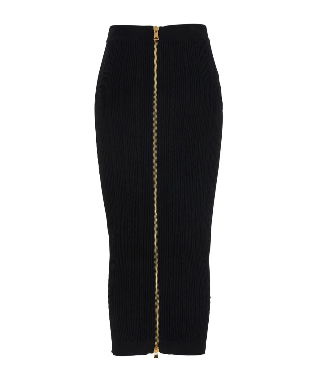 Cable-Knit Midi Skirt