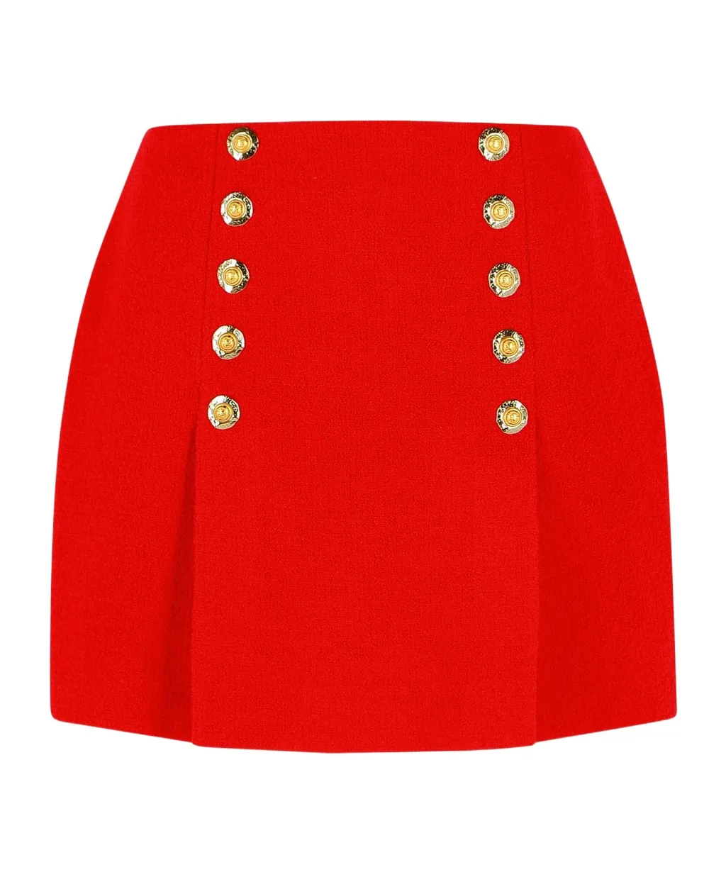 Button Embellished Mini Skirt