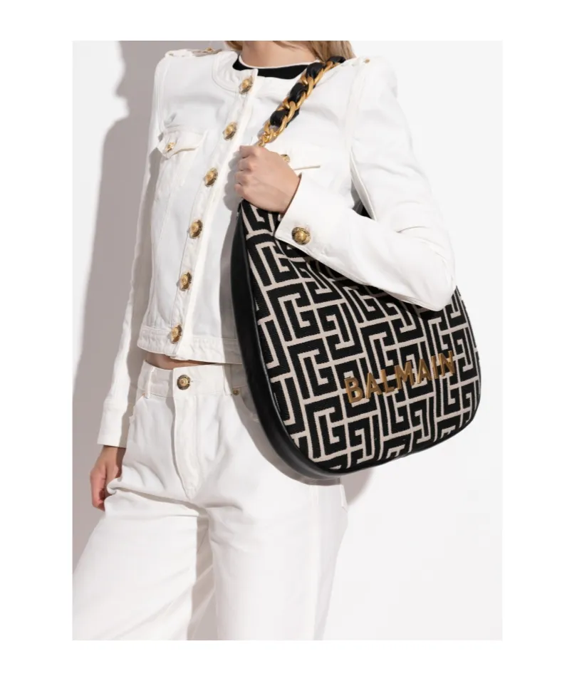 1945 Soft Hobo Large Monogrammed Jacquard Tote Bag